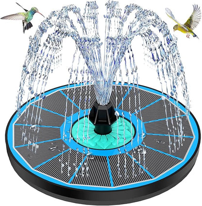 Solar Fountain Cyan Flower, Upgrade 3.5W Solar Bird Bath Fountains, Solar Powered Water Fountain with 7 Nozzles, 4 Fixed Pipes for Hummingbirds, Bird Bath, Garden, Pool, and Pond