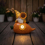 Garden Gnomes Outdoor, Solar Sunflower Gnome Garden Statue & Fairy Garden Accessories, Funny Garden Gnome Yard Ornaments & Lawn Statues, Resin Decor Gnomes Gifts for Women Mom