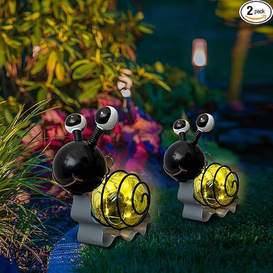 EVOLUX Solar Outdoor Snail Lights for Garden - Outdoor Statues Figurine Lights for Lawn, Patio, Balcony, Yard Ornament Cut Housewarming Gifts(2 pcs)