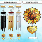 Personalized Memorial Sunflower Wind Chimes for Outside, Custom Crystal Memory Suncatcher Ornament, Sympathy Gift for Loss of Mother Father, in Loving Memory Windchimes, Mother's Day Garden Décor
