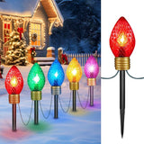 Moonflor Strawberry Jumbo C9 Christmas Pathway Lights Outdoor - 8.5 Feet 5 LED C9 Christma Lights,C7 Light Covered Jumbo Multicolor Christmas Light Outdoor Decorations for Lawn Holiday Outside Yard