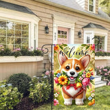 BlissYard Spring Corgi Garden Flag 12x18 Inches Double Sided Cute Puppy Welcome Yard Flags Colorful Floral Sunflower Butterfly Summer for Outside Decor Home Farmhouse lawn Decorations