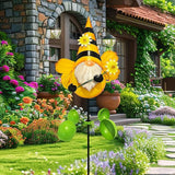 HONGLAND Gnome Metal Yard Art, Gnomes Garden Statue Outdoor Decor, 48 inch Gnome Decorations 360 Degrees Swivel Wind Spinner for Outdoor Patio Garden Backyard Décor - Bee