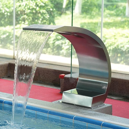 27'' Stainless Steel 304 Garden Cascade Waterfall & Pool Fountain, Silver Spray Water Curtain for Ground Ponds and Outdoor Waterfalls, Sheer Descent Water Feature