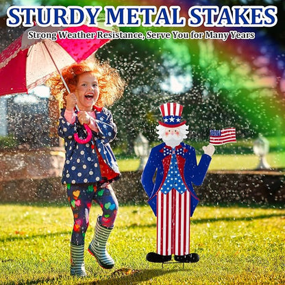 Veterans Day Yard Signs Uncle Sam Garden Stakes, 35"H Metal Patriotic 4th of July Yard Decorations Outdoor, Independence Day Lawn Decorations, Memorial Day Yard Stakes for USA Patio Porch Decor
