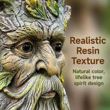 Blue Eye Leaf Tree Face Sculpture, Funny Blue Eye Leaf Old Man Tree Hugger Statue, Indoor & Outdoor Creative Props for Garden and Home,9" x 7" x 2.4"