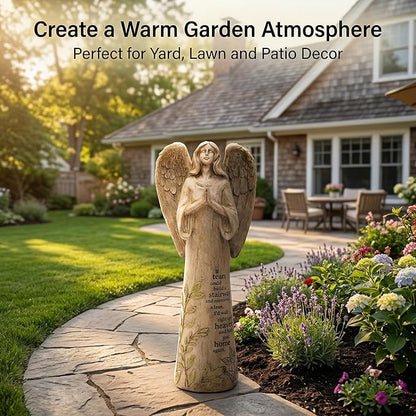 DUSVALLY Angel Garden Statues Outdoor Resin Statue Decoration, Praying Commemorating Memorial Decor, Healing Angel Gifts, 13 inches