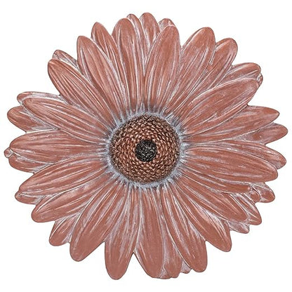Magnolia Garden 12-Inch Antique Coral Daisy Decorative Stepping Stone – 3D Sculpted Resin Garden Walkway Tile – Weathered Terra Cotta Flower Outdoor Accent – Boho Chic Yard Decoration