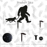Bigfoot Garden Stake – Metal Sasquatch Statue Walking Border Collie Dog on Leash – Funny Bigfoot Yard Decor, Outdoor Metal Yard Art, Sasquatch Sign for Garden & Lawn