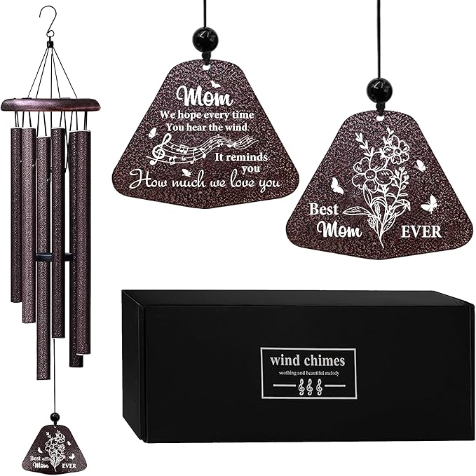 ZANIION Mom Gift Wind Chime 32", Unique Mother Gift for Birthday, Best Mom Ever Presents, Christmas, Mother's Day, B-Day, Decoration Present Ideas Wind Bell