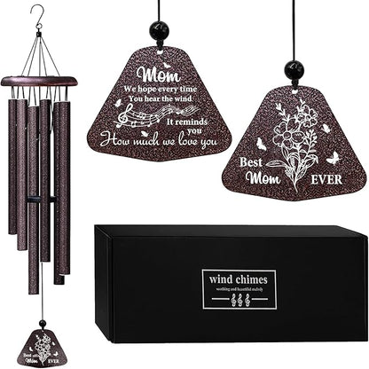 ZANIION Mom Gift Wind Chime 32", Unique Mother Gift for Birthday, Best Mom Ever Presents, Christmas, Mother's Day, B-Day, Decoration Present Ideas Wind Bell