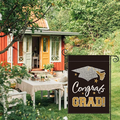 AVOIN colorlife Diploma Cap Congrats Grad Garden Flag 12x18 Inch Double Sided, Class Of 2026 Graduation Yard Outdoor Decoration