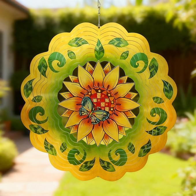 Colorful Wind Chimes Spinner Decorate Your Garden with This 12-inch Stainless Steel Wind Spinner Outdoor Clearance Metal 3D Hanging Decor Wind Sculptures for Lawn Yard Perfect Ornament Gift