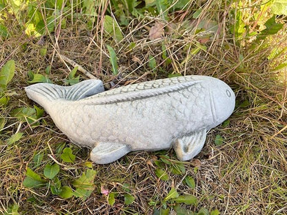 Koi Carp Fish Stone Garden Statue | Outdoor Animal Fishing Angling Gift Ornament