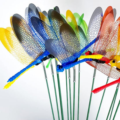 Tuxiaobu 12 Pcs Dragonfly Garden Decor Stakes - Fake Dragon Fly Floral Picks Cake Party Dragonflies Decorations - 3D Dragon Fly for Indoor Outdoor Flower Pot Thanksgiving Christmas Whimsical Gifts
