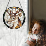 CHATYOUNG Stained Glass Window Hanging Elk Large 15" - Suncatcher Bedroom Door Garden Home Decor and Christmas Valentine for Grandma Nana Mom Women Wife Girlfriend Friend