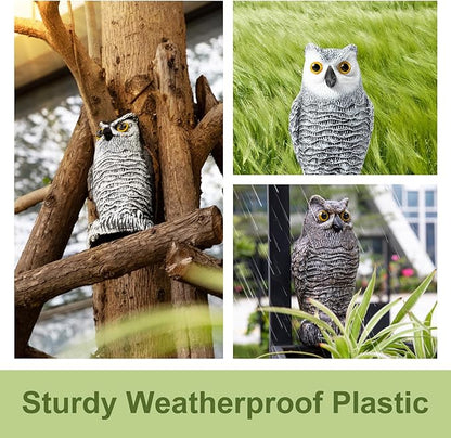 OFFO 3 Pack Plastic Owls Scarecrow for Halloween Decorations Outdoor Garden, Yard, Pool Decoration, 8.3 in Height