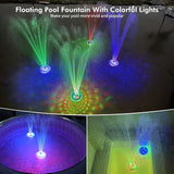 Floating Pool Fountain with Underwater Light Show, Floating Pond Fountain, 2 Spray Modes Waterfall Fountain, Waterproof Sprinkler Fountains for Inground Above Ground Pools