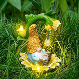 RM ROOMERS Gnome Fall Decor Garden Solar Gnomes Decoration for Yard Autumn Decor Resin Sunflower Gnome Statue with LED Lights for Patio Honey Drip Home Gifts for Women Housewarming