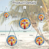 DASTOLL Christian Gifts for Women - Cross Stained Glass Window Hanging Easter Colorful Gradient Sun Catcher Garden Religion Decor Mother's Day Catholic Gift for Men Grandma Mom Nana Her 11.8"