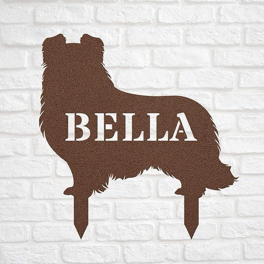 Personalized Shetland Sheepdog Copper Garden Statue Stake,Custom Sheltie Outdoor Yard Art Decor,Memorial Remembrance Sculpture for Yard Garden Porch Lawn Grassland Park Farm Flowerpot Decor.