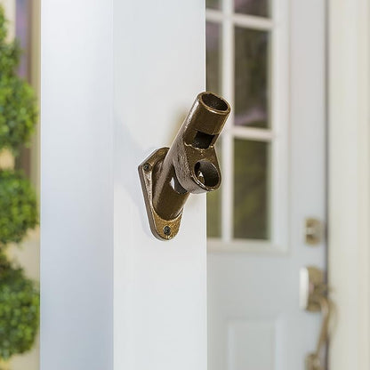 Evergreen Flag Bracket Two-Position 45 and 90 Degree | Cast Iron | Bronze| Hardware Incl | Outdoor Home | Residential or Commercial | Pole - Not Included