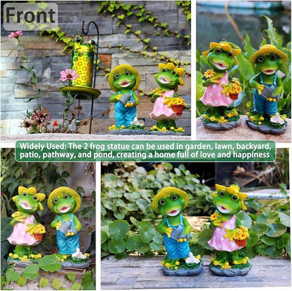 2 Pcs Frog Couple Statue - Funny Frog Statue for Home Garden Patio Decoration, Gift for Gardening Lover (Pack of 2)