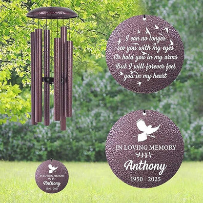 ASTARIN Customized Wind Chimes for Loss of Loved One, Memorial Gifts for Loss of Mom/Dad, Bereavement Gifts for Loss of Father, Wind Chimes for Outside Deep Tone, Produced in USA