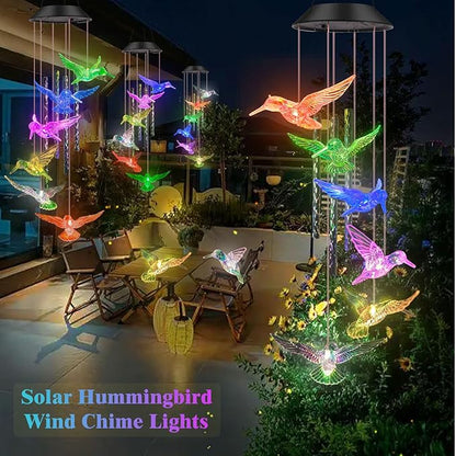 Hummingbird Solar Wind Chime lights,Unique Wind Chimes Gifts for Mom Women Grandma,Color Changing Solar Hummingbird lights Waterproof for Home Garden Yard Patio Windows Party Christmas Decor