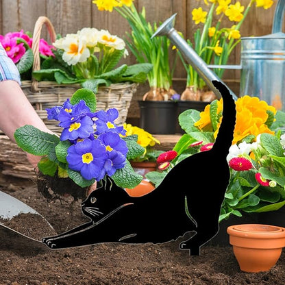 Yard Ornaments, Garden Outdoor Statues Animal Stakes, Metal Black Cat Stake Garden Garden Statue, Garden Stakes Decorative for Yard Decor and Lawn Ornaments (B)