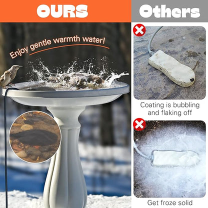 2 Pack Upgrade Bird Bath Heater for Outdoors in Winter, Pond Deicer 60 Watts Birdbath Deicer Water Heater Thermostatically Controlled with Auto Shut off Function for Patio Lawn (Army Green,Black)