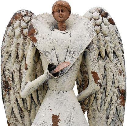 Angel Garden Statue Outdoor Antiqued Metal Yard Art Decor Lawn Patio Decorations Garden Trellis for Climbing Plants Potted Vines Ivy Roses Gift Idea, 30.25’’H (Pray-E)