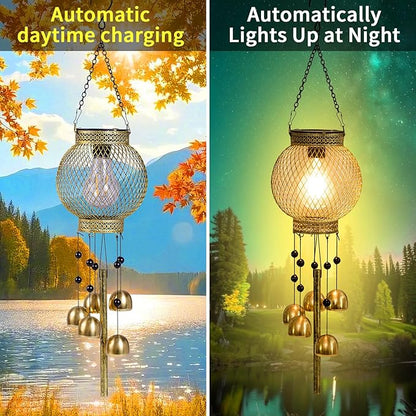 Solar Chimes Outdoor Waterproof,Hanging Solar Lantern Windchimes Outdoors or as a Commemorative Wind Chime. It is Applicable for Decoration on Balconies, porches, and courtyards