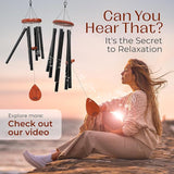 UpBlend Wind Chimes for Outside Gift – Deep Tone Wind Chime with Decorative Stone – Porch & Patio Decor, Elegant Outdoor Ornament, Garden Gifts. 28” Black.