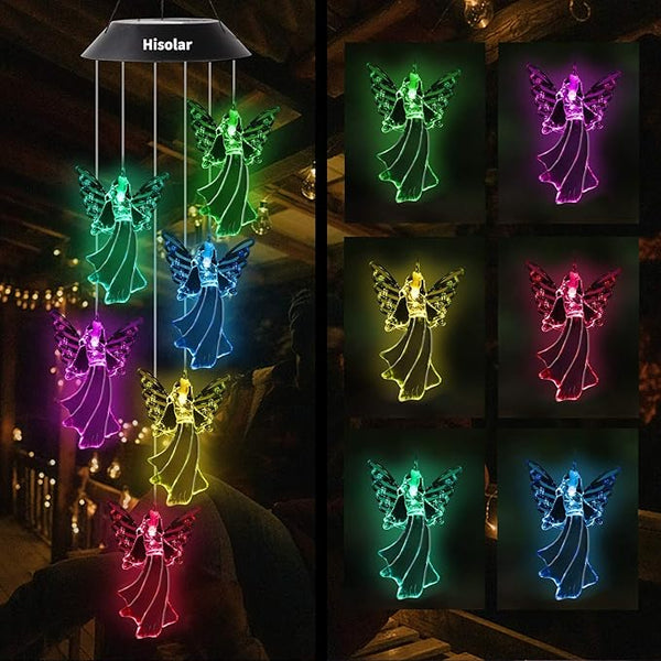 Angel Solar Wind Chimes Light Color Changing Solar Mobile Waterproof LED Solar Powered Wind Chimes for Home Party Yard Garden Decor,Gifts for mom Birthday Gifts