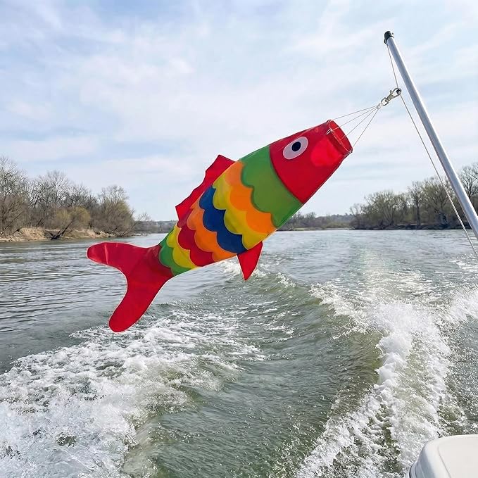 Madrona Brands Colorful Fish Windsock | Durable Outdoor Hanging Decoration | Yard, Garden, Boat, Home | 40-Inch