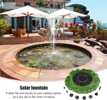 Solar Water Fountain - Garden Decor Solar Bird Fountain,Led Powered Ponds, Led Pond Pump Bird Bath, Lily Outdoor Ponds with 8 Nozzles, Water Pump for Outside Pond and Backyard