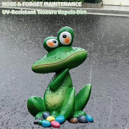 Large Outdoor Sitting Frog Statue - 9" Cute Garden Decor for Yard, Resin Animal Sculpture for Patio & Backyard, Whimsical Fall Frog Garden Decor Gift