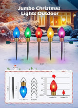 Moonflor Strawberry Jumbo C9 Christmas Pathway Lights Outdoor - 8.5 Feet 5 LED C9 Christma Lights,C7 Light Covered Jumbo Multicolor Christmas Light Outdoor Decorations for Lawn Holiday Outside Yard