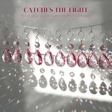 H&D HYALINE & DORA 3Inch Crystal Suncatcher Bauhinia Prisms Pendants 10Pcs Chandelier Crystals Replacement Hanging Sun Catcher Beads for DIY Arts Crafts Decor (Pink)
