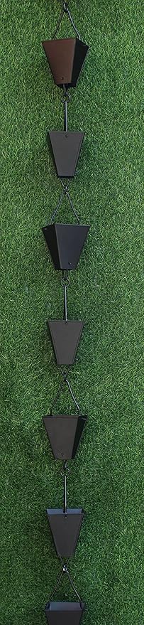 KAM Home Bronze Tapered Square Cups Rain Chain with Installation Kit (Black, 8.5)