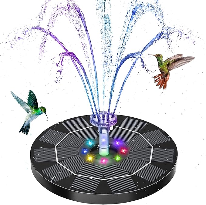 AISITIN 3,5W LED Solar Fountain Pump for Outdoor with 3000mAh Battery,Solar Bird Bath Fountain with Different Spray Effects,with Crystal Ball, Solar Powered Water Pump for Outdoor Garden, Pond