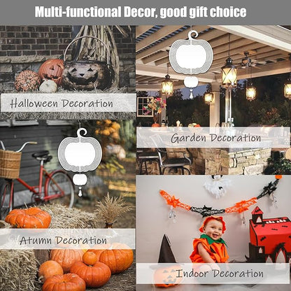 4Pack 8 inch Sublimation Wind Spinner Blanks 3D Aluminum Metal Wind Sculpture Kinetic Spinners for Yard and Garden Indoor Art Ornaments Hanging Decoration (Autumn Pumkin)