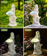 Nacome Solar Mermaids Birdbath Garden Decor: Outdoor Statues Ornaments for Outside Decorations Yard Art Lawn Porch Patio Balcony - Birthday Gifts for Mom Grandma Women Lover