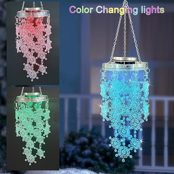 Solar Wind Chimes with Color Changing LED Lights - Outdoor Christmas Decor for Garden, Patio, Yard - Birthday Gifts for Women & Men