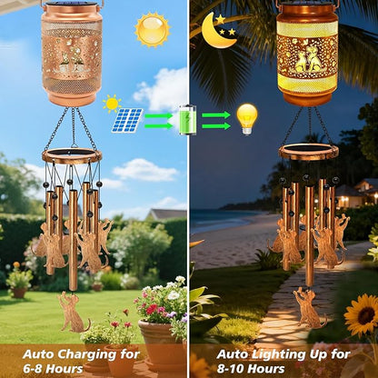 2 Pack Dog Solar Wind Chimes for Outside, Gifts for Mothers Day Mom Women Grandma Birthday Memorial Teacher, 32" Windchimes Outdoor Decor Hanging Solar Lantern for Garden Porch Patio Backyard