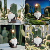 Etlemonde Solar Cactus Gnome Statue Garden Decor Light - Outdoor Decorative LED Flower, Suitable for Patio, Lawnand Garden Decorations, Gifts for Mom