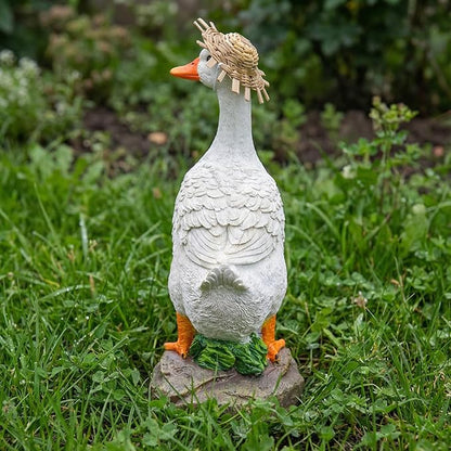 Funny Duck Outdoor Statue, Resin Garden Lawn Yard Decor, Figurine Sculpture Ornament for Porch Patio Flower Bed Home Bookshelf, 11.6" H × 5.5" L × 5.5" W