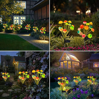 Kohlrabi Solar Garden Lights, 4 Pack Solar Mushroom Lights Outdoor, Upgraded 48LED Mushroom Light Yard Decor Outside Waterproof, Garden Decor for Lawn Front Porch Patio Backyard