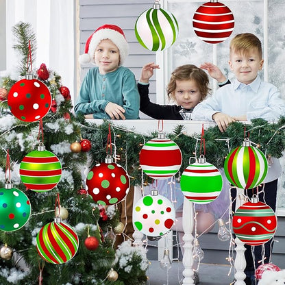Rtteri 30 Pcs Christmas Outdoor Yard Ornaments 4.9 Inch Double Sided Lawn Decorations Red Green Christmas Hanging Ornaments Plastic Holiday Decorations for Xmas Home Yard Tree Porch Decor